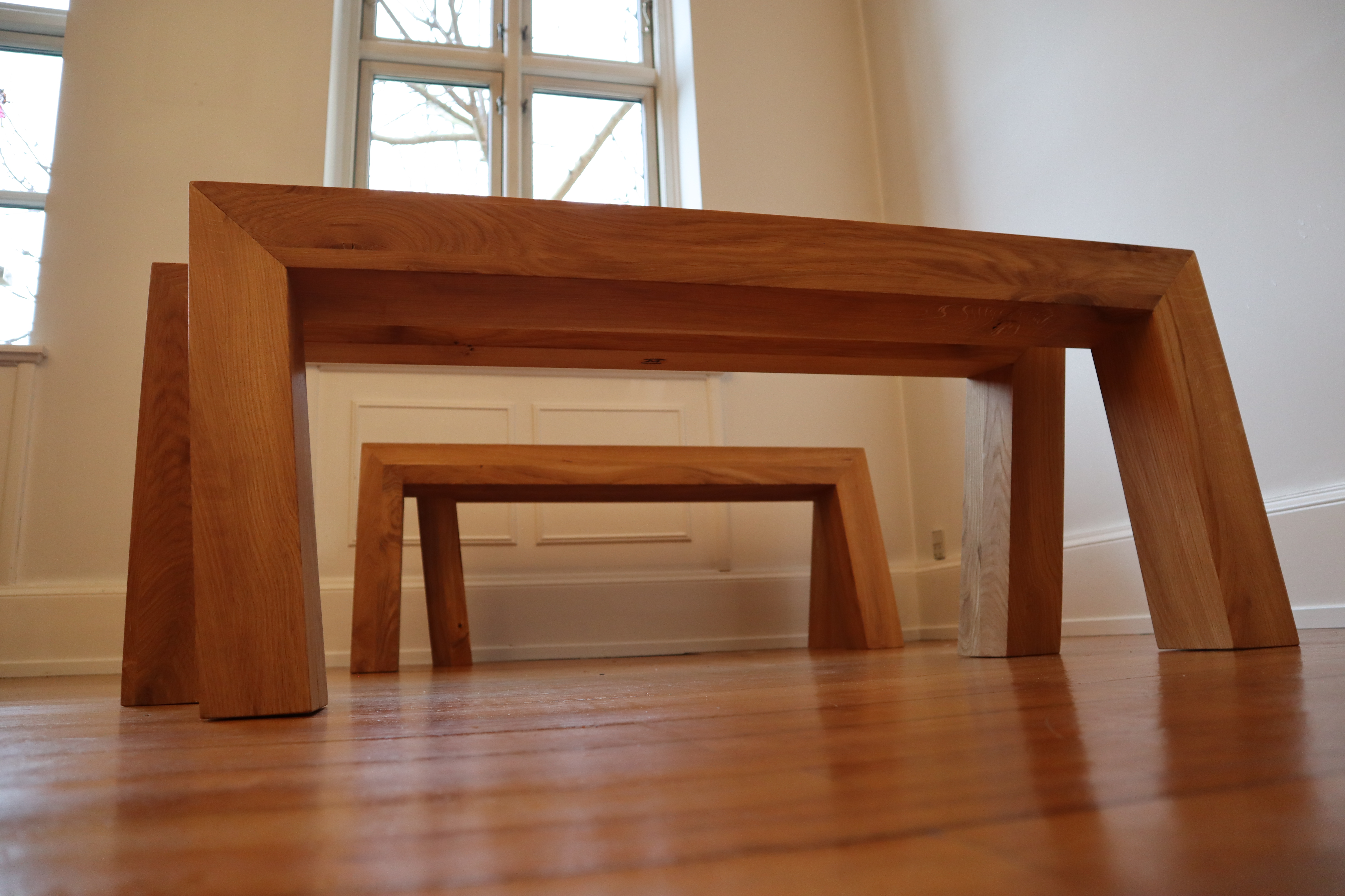 2 benches in living room "Gangeren" wooden furniture